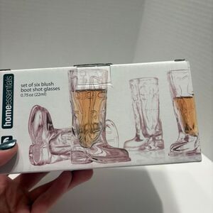 Home Essentials Shot Glasses Cowboy Boot Western .75 Oz Blush Pink Boot 6 Pc
